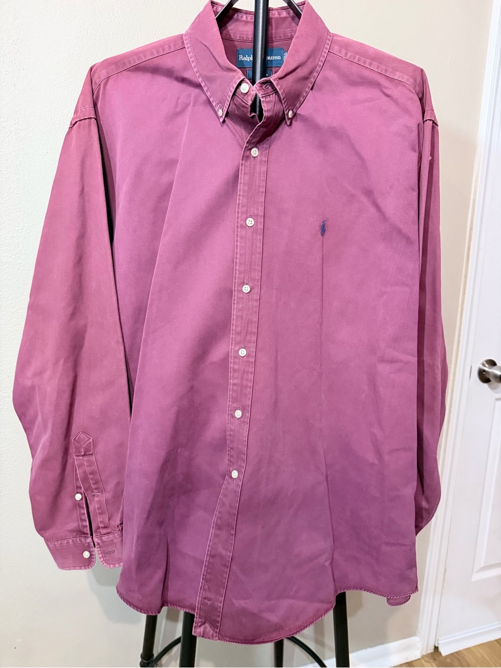 Ralph Lauren Blake Men’s Button-Up Shirt Mauve Solid Long Sleeve XL